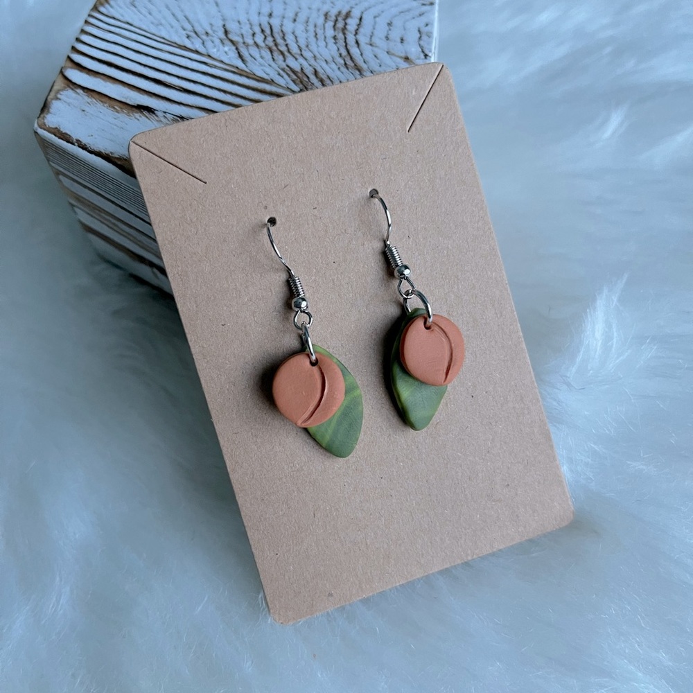 Summer Peach 🍑 Leaf Earrings